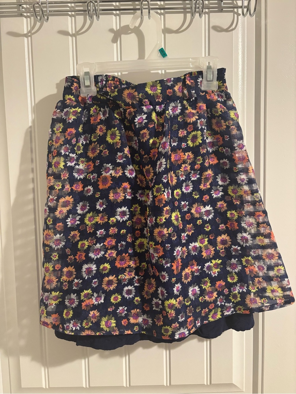 Disney D Signed Navy Floral A-Line Skirt